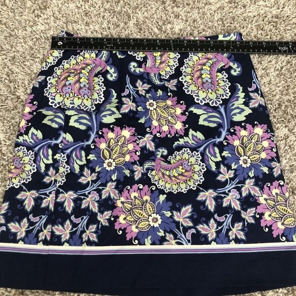 TALBOTS Petites women skirt  blue floral 2P Paisley Midi Length Zipper - Picture 6 of 10